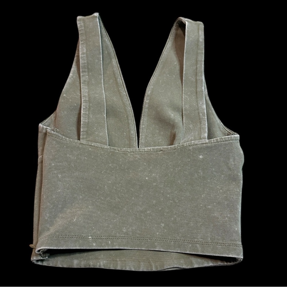 ZARA Cropped Side Zip Halter Top in Vintage Earth Green. Size Small. - Picture 3 of 9